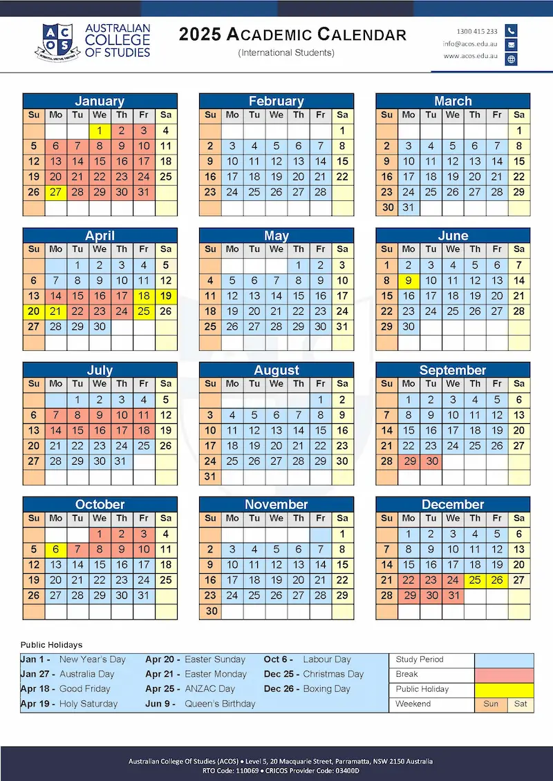 ACOS - 2025 Academic Calendar